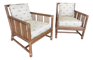 Vintage McGuire San Francisco Rattan Lounge Chairs, a Pair