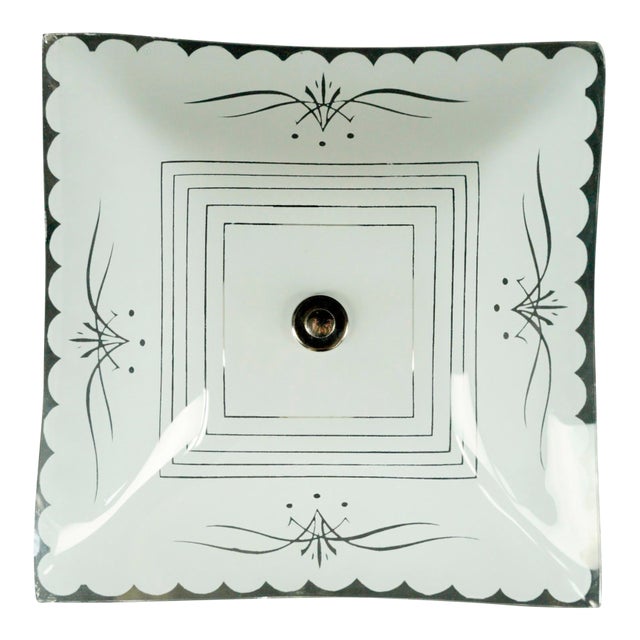 1960s Mid Century Modern Scalloped White Semi Flush Light For Sale