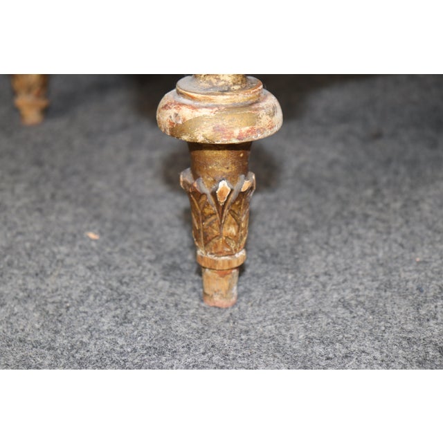 19th Century French Louis XVI Style Distressed Demilune Marble Top Console Table For Sale - Image 10 of 15