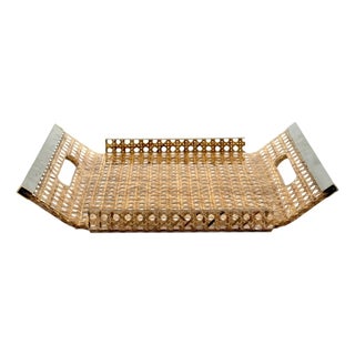 Hollywood Regency Acrylic Glass and Vienna Straw Tray from Christian Dior, 1980s For Sale