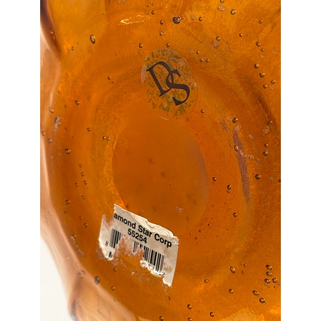 Diamond Star Amber Ribbed Glass Decanter, Vintage For Sale - Image 12 of 12