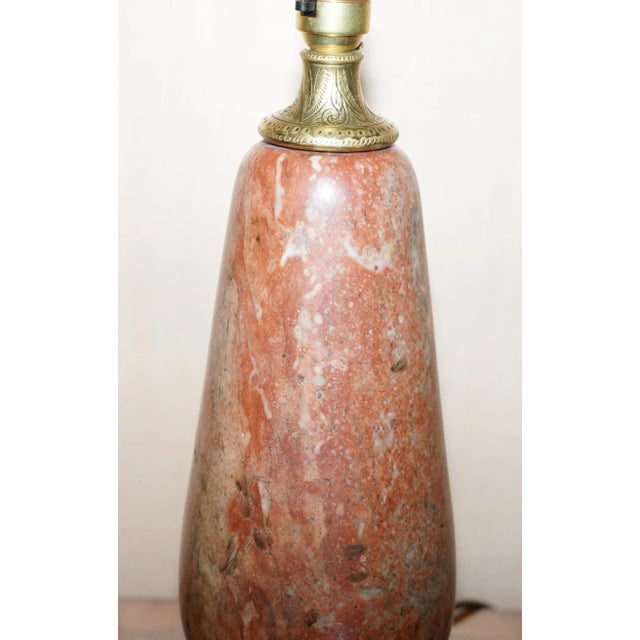 Late Victorian French Antique Gilt Brass Marble Table Lamp For Sale - Image 4 of 11