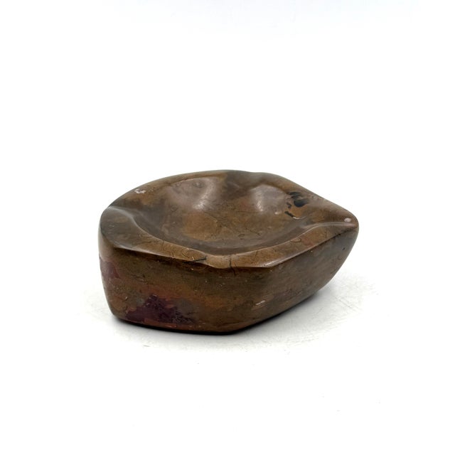 Luxury Fossil Brown Marble Ashtray Bowl, France 1970s For Sale - Image 4 of 10