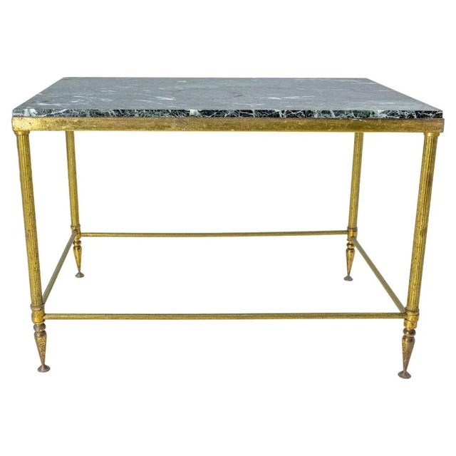 Metal Mid-Century Marble and Gilt Brass Coffee Table from Maison Jansen, France For Sale - Image 7 of 7