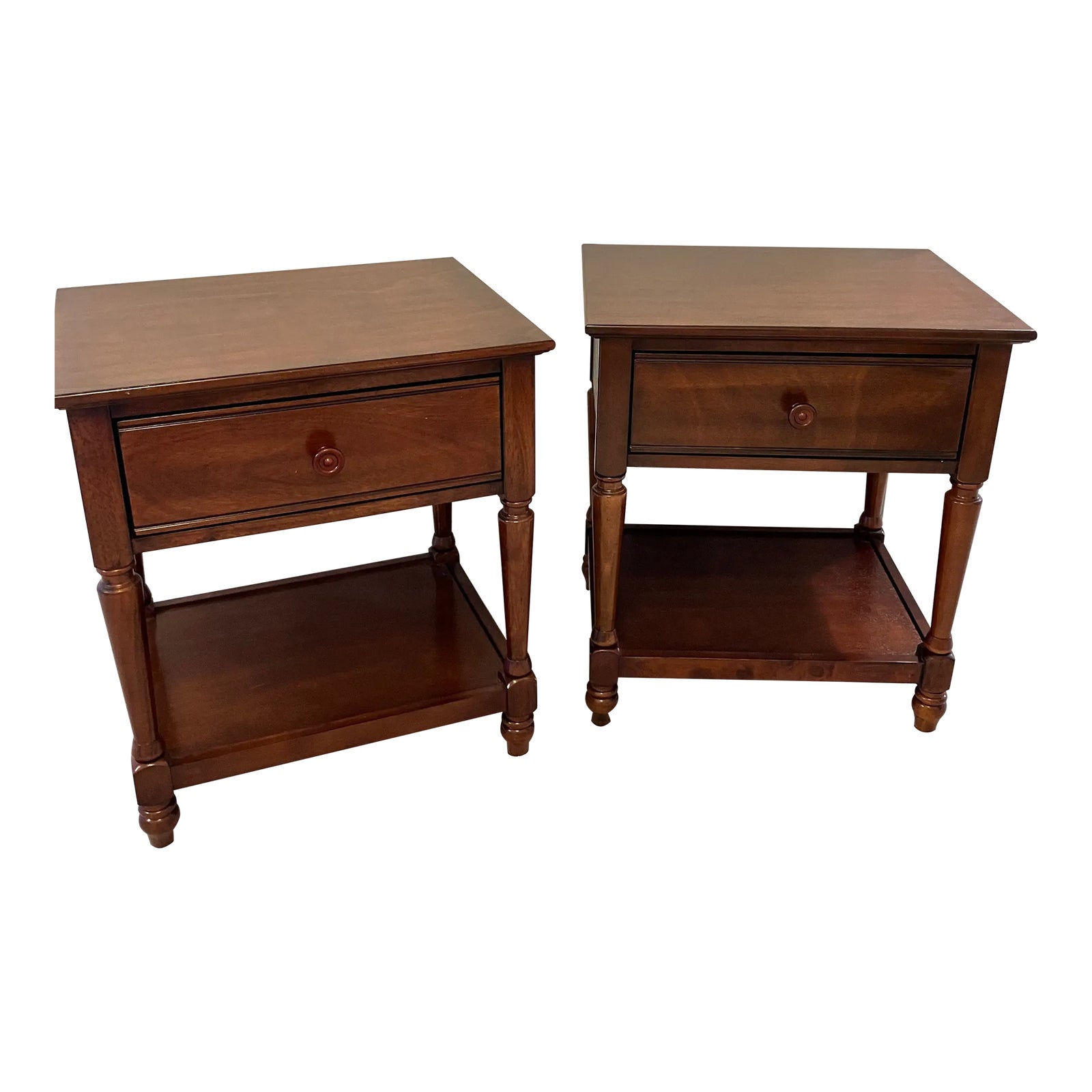 Dark Wood Nightstands, Imported - Set of 2 | Chairish