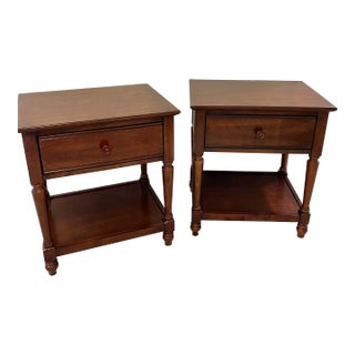 Dark Wood Nightstands, Imported - Set of 2 For Sale
