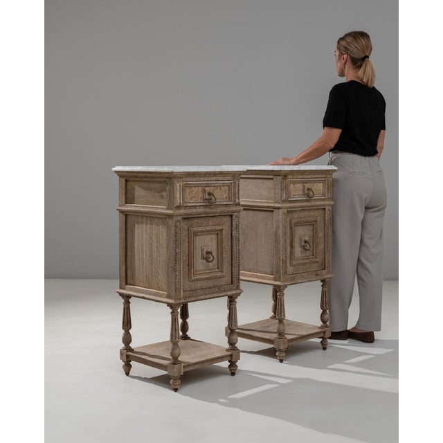 1890s French Louis XVI Bedside Tables With Marble Tops - A Pair For Sale - Image 10 of 18