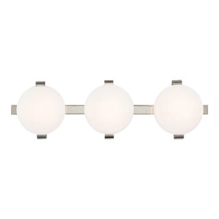 Champalimaud for Visual Comfort Signature Marisol 28" Bath Bar in Polished Nickel with White Glass For Sale