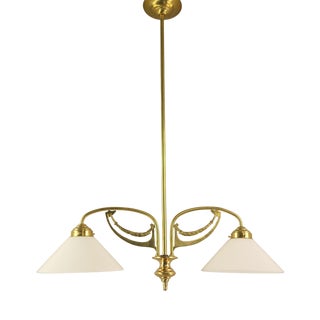 Art Nouveau Brass Chandelier, Vienna, 1910s For Sale