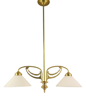 Art Nouveau Brass Chandelier, Vienna, 1910s