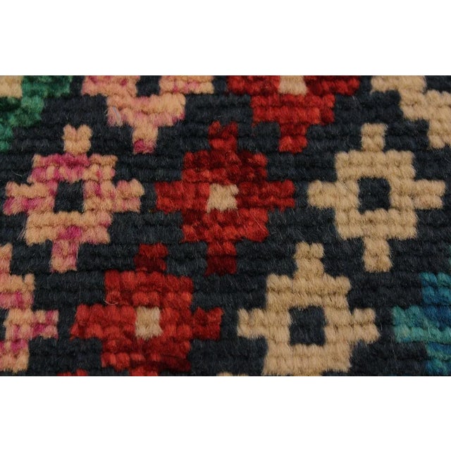 1990s 1990s Shabby Chic 1990s Southwestern Teal/Ivory Wool Rug - 3'4 X 4'8 For Sale - Image 5 of 8