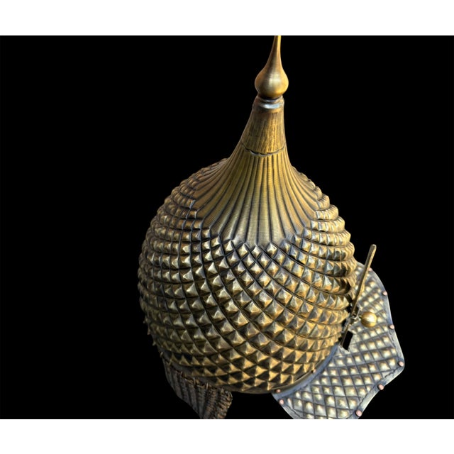 Not Yet Made - Made To Order Large Hand Hammered Brass Helmet Shield Set For Sale - Image 5 of 15