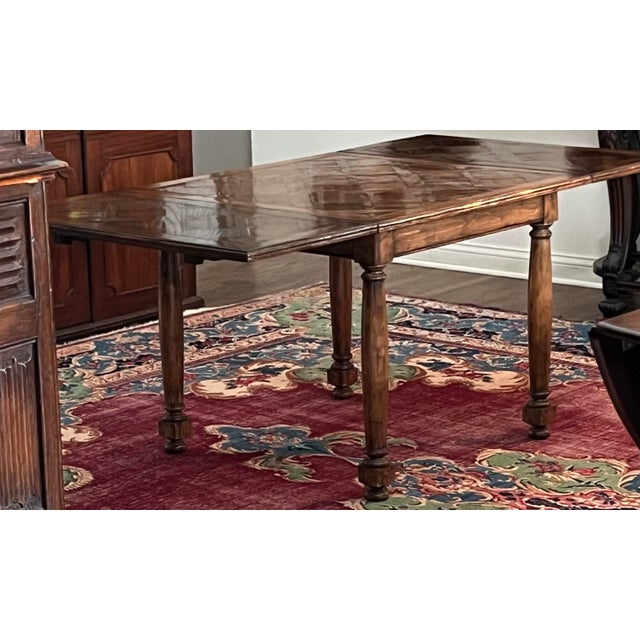 Wood 1980’s Guy Chaddock English Card Dining Table W/ 2 Leaves For Sale - Image 7 of 11