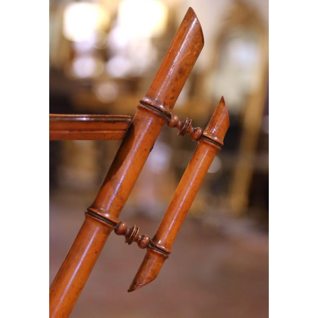 Wood 19th Century French Hand Crafted Faux Bamboo Tripod Display or Plant Stand For Sale - Image 7 of 12