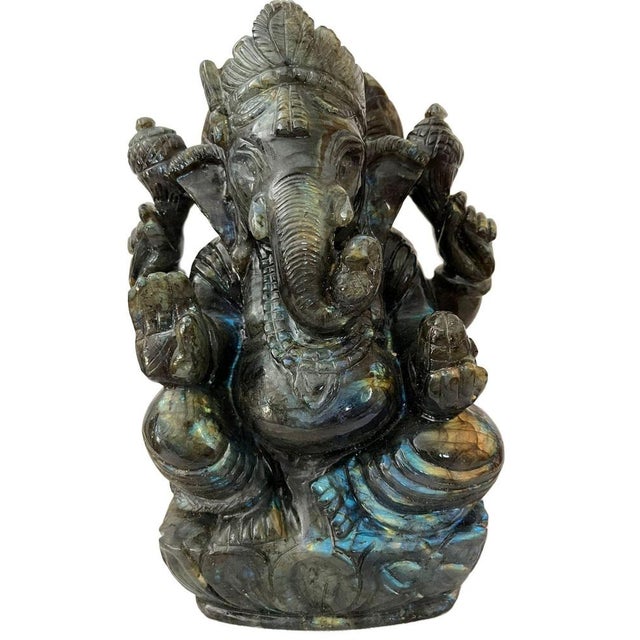 Ganesh Statue in Labradorite For Sale - Image 4 of 4