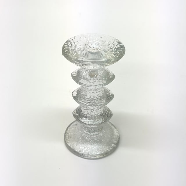 Transparent Textured Ice Glass Candle Holders by Timo Sarpaneva for Iittala Finland - Set of 5 For Sale - Image 8 of 9