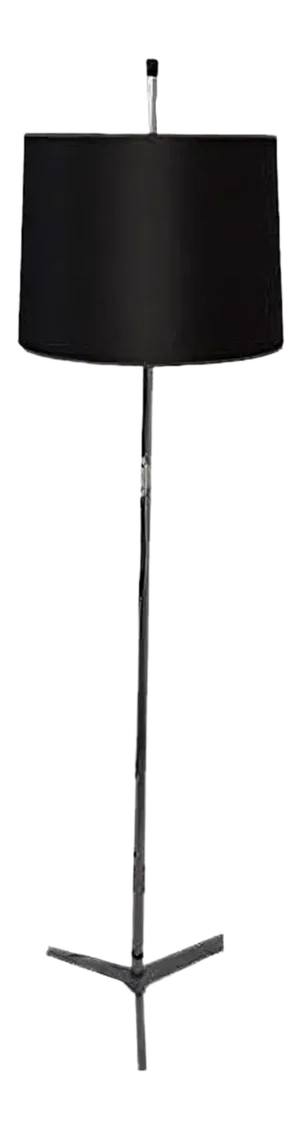 Vintage Floor Lamp with Chromed Steel Tube Frame, Chrome Tripod Foot & Gray Fabric Shade, 1960s