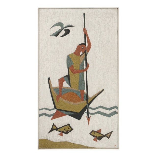 Belgian Artist, Fisherman Artwork, 1970s, Resin For Sale