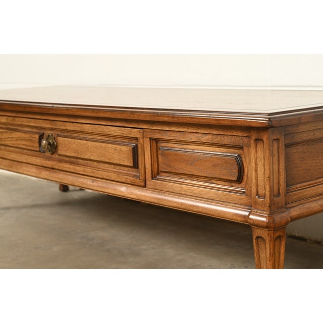 Thomasville French Regency Louis XVI Carved Pecan Wood Coffee Table or Cocktail Table, Circa 1960s For Sale - Image 13 of 17