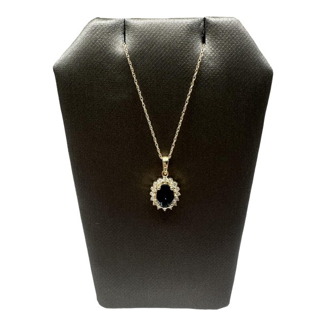 Topaz & Diamond Necklace in 10kt Yellow Gold – London Blue, 18in, New For Sale