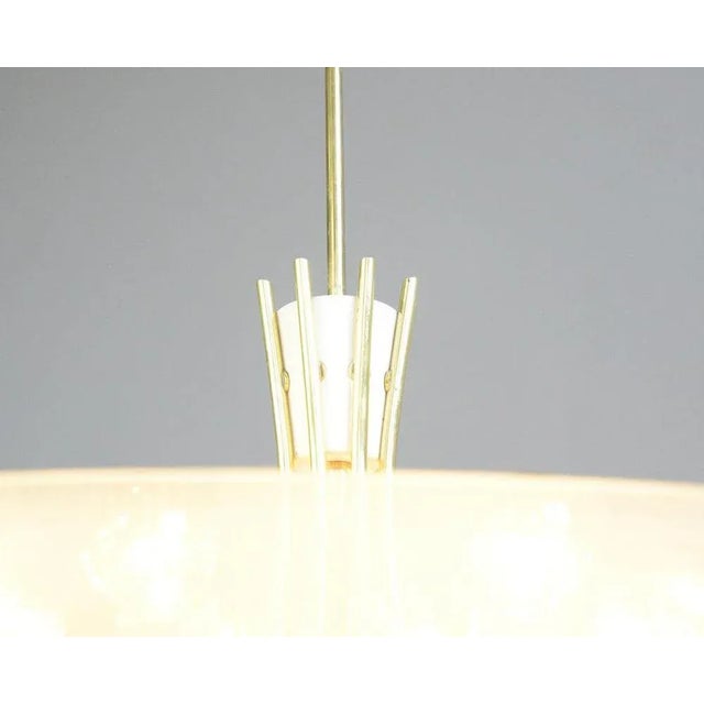 Metal Large Mid-Century Brass and Glass Ceiling Light, 1960s For Sale - Image 7 of 13