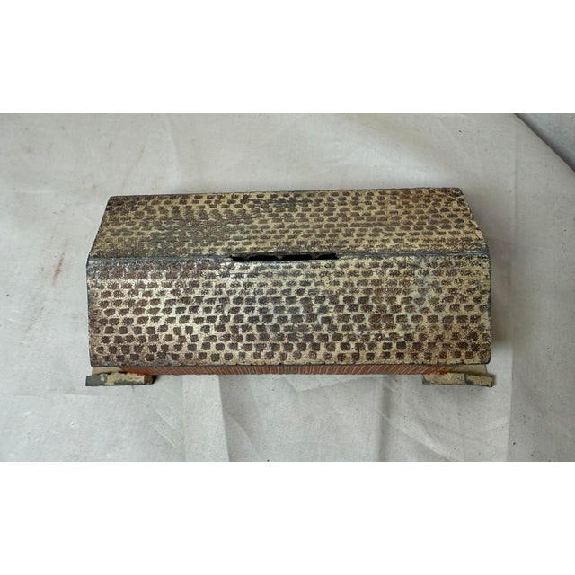 1950s Vintage 20th Century Hand Painted Cast Metal Train Bridge Still Coin Dime Bank For Sale - Image 5 of 10