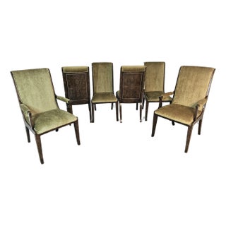 Mastercraft-Attributed Burl Wood & Brass Dining Chairs, Set of 6, 1970s For Sale