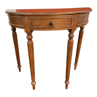 1900s English Primitive Demilune Console Table For Sale