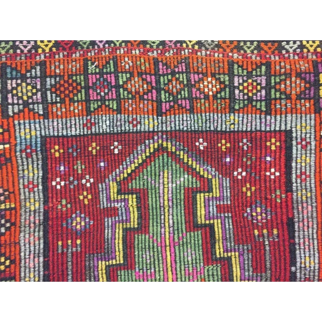 This beautiful Turkish Kilim was made in the 1950s. This is a lovely Cicim rug from Anatolian mountains, woven with...