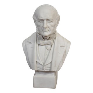 Parian Bust of William Ewart Gladstone in Porcelain & Marble, 1890s For Sale