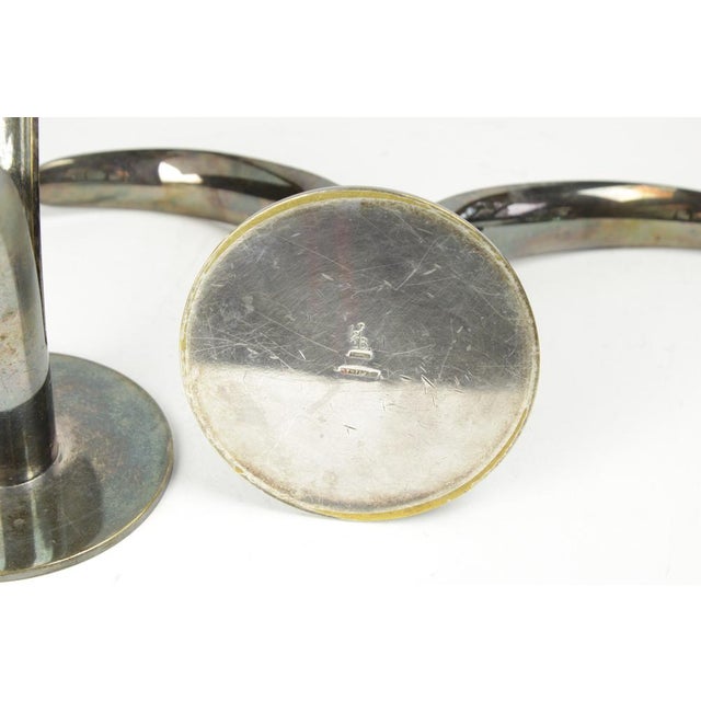 Mid-Century Modern Silver-Plated Brass Björk Candleholders by Ivar Åhlenius for Ystad Metall, Set of 2 For Sale - Image 3 of 5