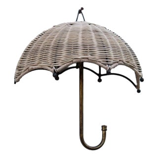 Bamboo and Brass Umbrella-Shaped Wall Lamp, Italy, 1950s For Sale