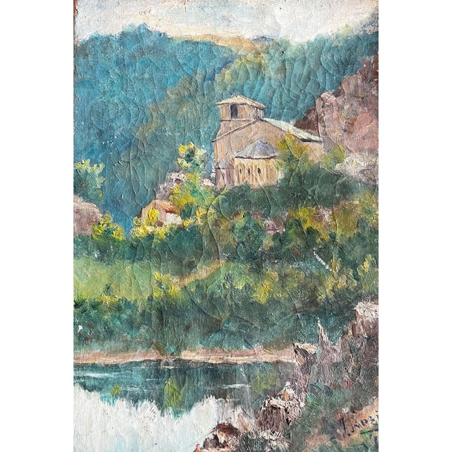 Spanish Oil on Canvas Landscape, Signed Verso For Sale - Image 4 of 7
