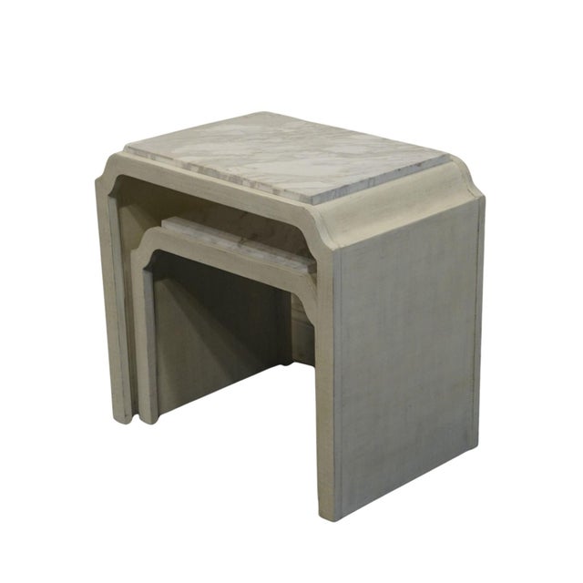 Wood Hooker Furniture Off White Coastal Contemporary 26" Granite Top Nesting Tables For Sale - Image 7 of 9