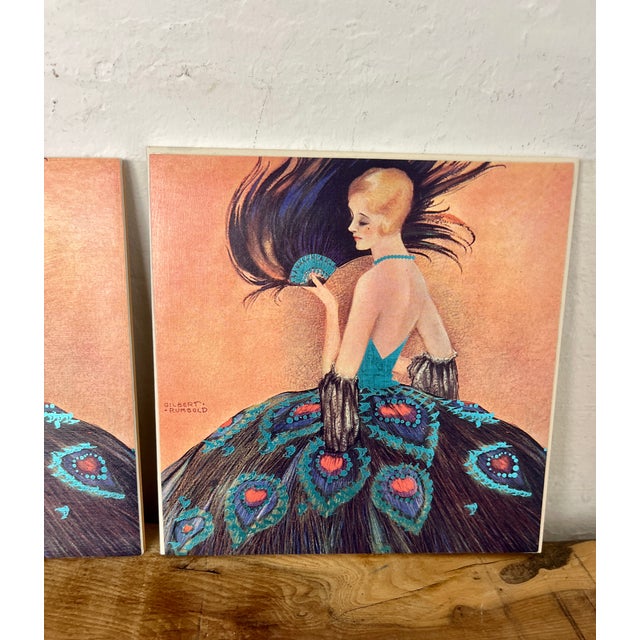 Art Deco Decorative Tiles with Madame Peacock by Gilbert Rumbold, 1980s, Set of 2 For Sale - Image 10 of 13