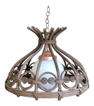 Curly Wicker Rattan Hanging Pendant Light