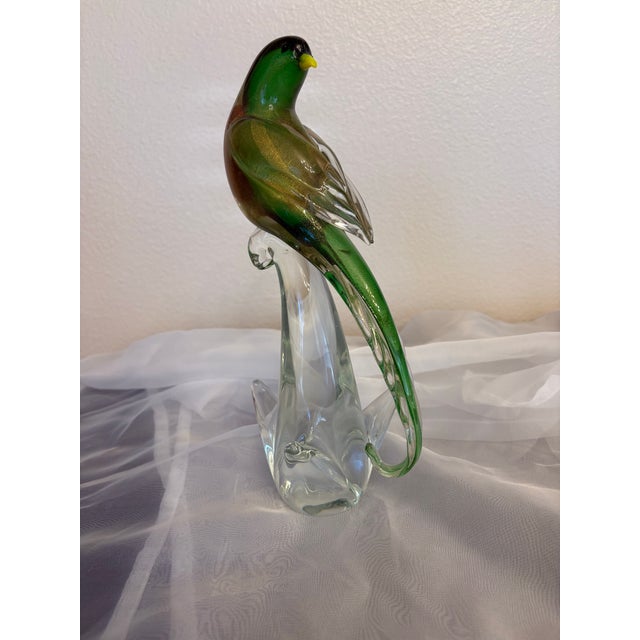1960s Murano Vintage Stylized Green Budgie Sculpture For Sale - Image 5 of 6
