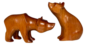 Hand-Carved Bear Animal Figurines, Rhön, Germany, 1960s, Set of 2