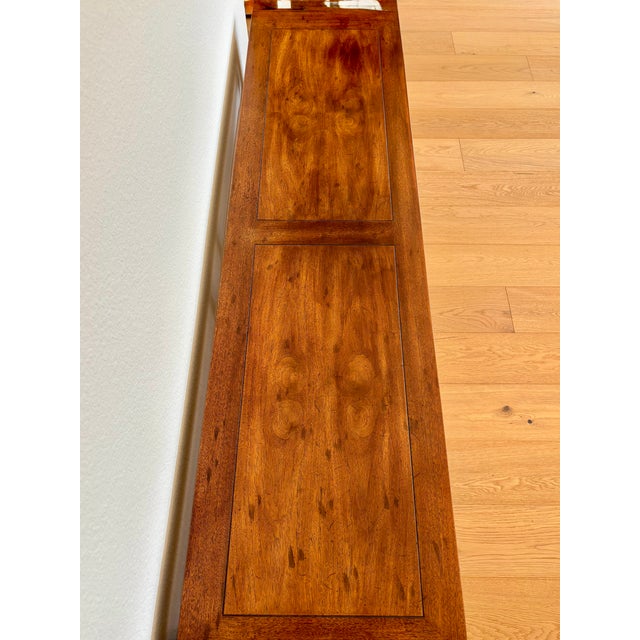 A wonderful vintage piece with bookmatch walnut top, and Ming style horse hoof legs and humpback stretchers. Just one more...