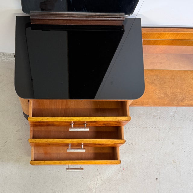 Wood Vintage Burl Walnut Dressing Table by Jindřich Halabala for Up Závody, 1957 For Sale - Image 7 of 14
