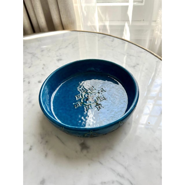 Mid 20th Century Blue Italian Ceramic Dish in the Style of Bitossi Raymor For Sale - Image 5 of 10