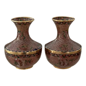 Antique Chinese Plique-à-Jour Enamel Bud Vases - a Pair