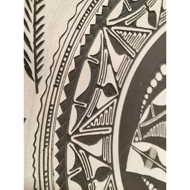 Islamic 20th Century Stoneware Matte Dish With Ornamentals Relief Motifs For Sale - Image 3 of 7