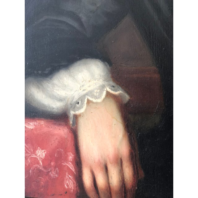 Antique Original Oil Painting of a German Lady, Large 19th Century Portrait For Sale - Image 6 of 14