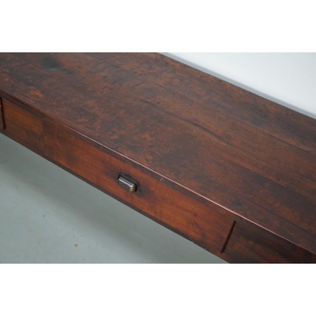 1920s Large Vintage Rustic French Colonial Teak Farmhouse Side Table, 1920s For Sale - Image 5 of 14