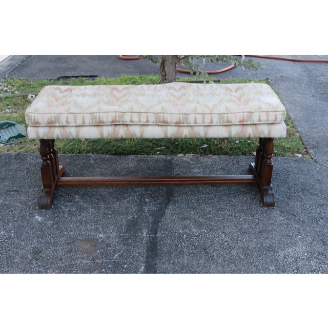 Long Upholstered Bed End Hallway Bench For Sale - Image 4 of 13
