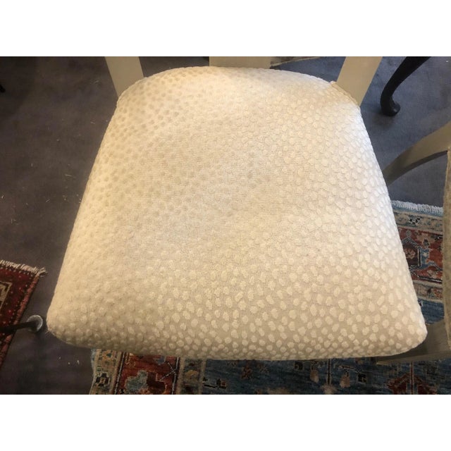 Beautiful, sturdy pair of grey chairs with designer fabric in chenille animal print - very subtle and pretty. The chairs...