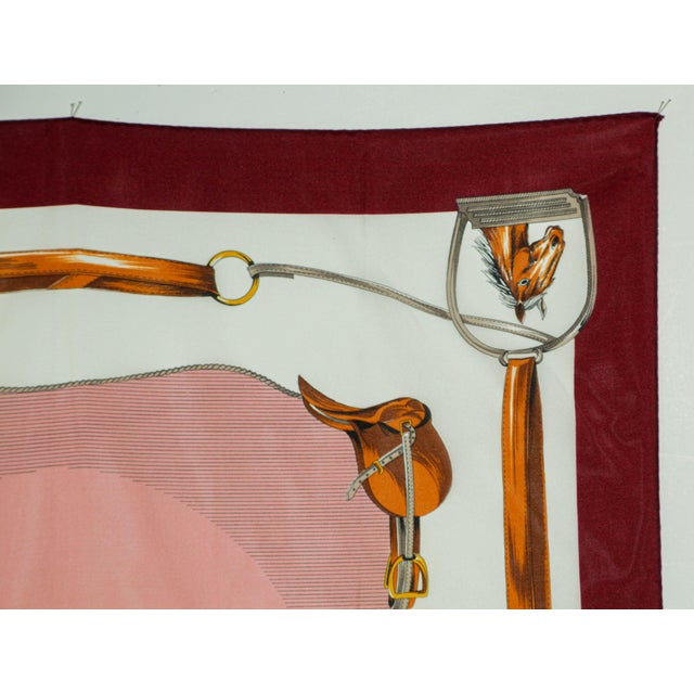 Vintage Pink Scarf with Equestrian Royal Horse Carriages Motif For Sale - Image 10 of 12