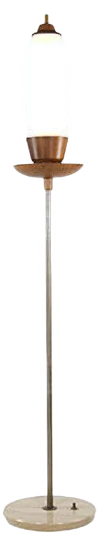 Vintage Italian Marble, Teak & Brass Floor Lamp