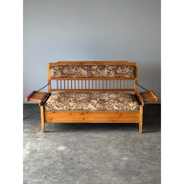 Pine Bench Fold-Out Daybed With Hidden Storage, Central Europe, 19th Century For Sale - Image 10 of 18